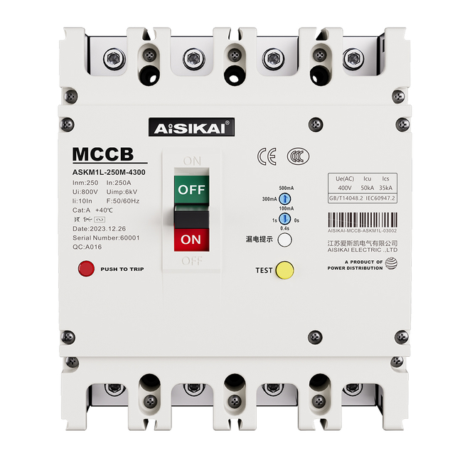 ASKM1L Thermal-Magnetic Molded Case Circuit Breaker with Residual Current Protection