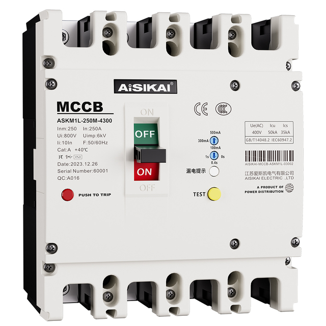 ASKM1L Thermal-Magnetic Molded Case Circuit Breaker with Residual Current Protection