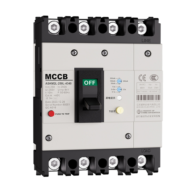 ASKM2L Thermal-Magnetic Molded Case Circuit Breaker with Residual Current Protection