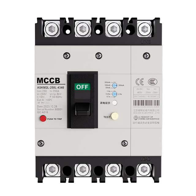 ASKM2L Thermal-Magnetic Molded Case Circuit Breaker with Residual Current Protection